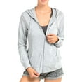 thumbnail image 2 of Dailywear Womens Long Sleeve Thin Cotton Full Zip Up Hoodie Jacket Taupe, Xlarge, 2 of 5