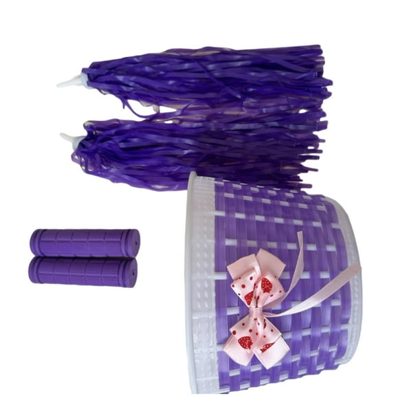 Kid Bicycles Basket Handlebars Streamers Set Bikes Basket Front Decoration Bikes Handlebars Grip Cycling Accessory