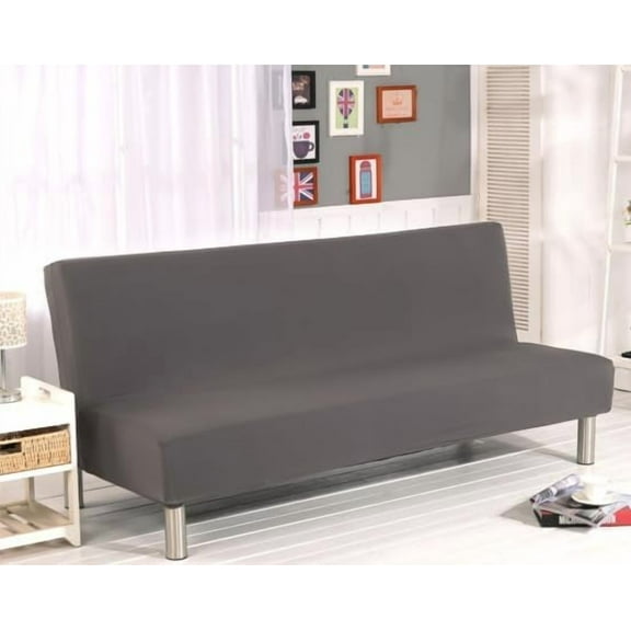 cjc Stretch Futon Cover Water-Resistant RV Couch Cover – Elastic Printed Slipcover for Armless Sofas, Fitted Machine-Washable Futon Covers for Couches (Gray)