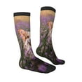 thumbnail image 3 of Easygdp Dog in Lavender Flowers Soccer Socks Sport Knee High Socks Calf Compression Athletic Socks for Men and Women, 3 of 9