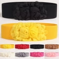 thumbnail image 4 of Dress Choice Women's Elastic Stretch Wide Rose Double-Chiffon Flower Waist Belts for Dress, 4 of 8