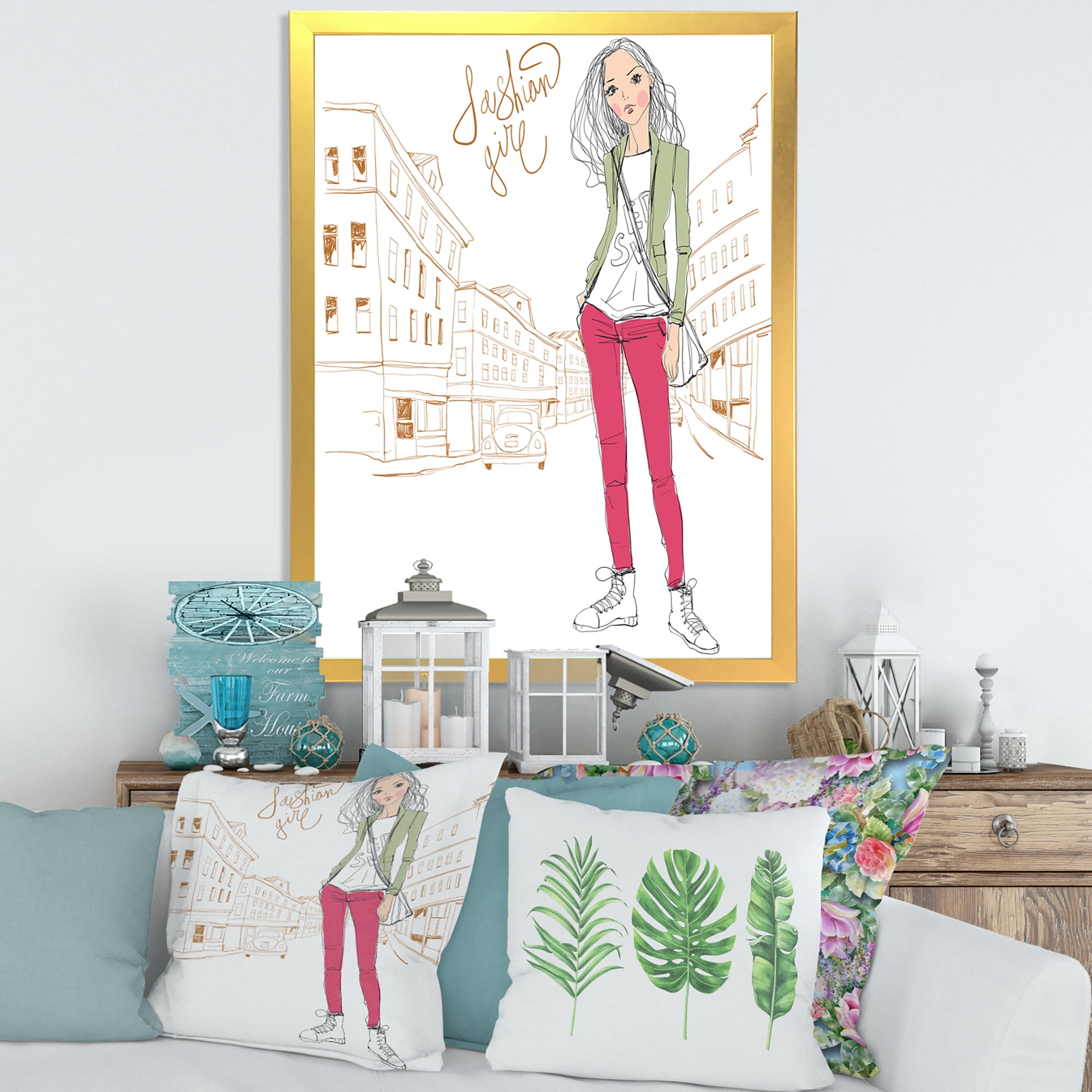 Designart 'Trendy Fashion Woman II' Children's Art Framed Art Print