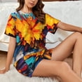 thumbnail image 4 of Balery Colorful Paint Print Pattern Womens Pajama Sets 2 Piece Soft Short Sleeve Top and Shorts Sleepwear Round Neck Pjs Lounge Set with Pockets-XX-Large, 4 of 7