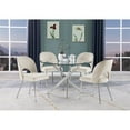 thumbnail image 4 of Round 45" x 45" 5pc Clear Glass Dinette Set with Cream Chairs, 4 of 5