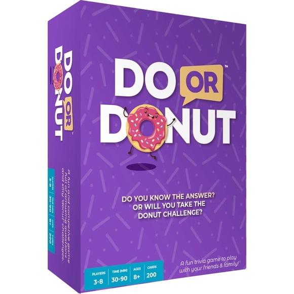 Juego de cartas Do Or Donut: emocionante desafío nocturno de juegos para familias y parejas Juego divertido para reuniones familiares, fiestas, aulas, niños, adolescentes y adultos: de 3 a 8 jugadores