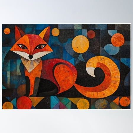 Abstract Red Fox Poster Wall Art, Modern Wall Decor For Living Room Bedroom, 8x12 UNFRAMED