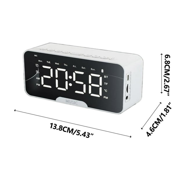 Timepiece Redefined Sleek Mirror Portable Clock With Bluetooth Speaker Alarm Temperature And Card Slot