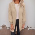 thumbnail image 2 of Ediodpoh Hooded Cardigan Sweaters for Women Fall Open Front Knit Winter Outerwear with Pockets Soft and Warm Beige XXL, 2 of 5