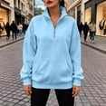 thumbnail image 6 of vdgthytj Sweatshirts for Women Long Sleeve Lapel Collar Quarter Zip Oversized Drop Shoulder Fashion Fall Athleisure Pullover Tops with Pocket(XX-Large,Sky Blue), 6 of 8