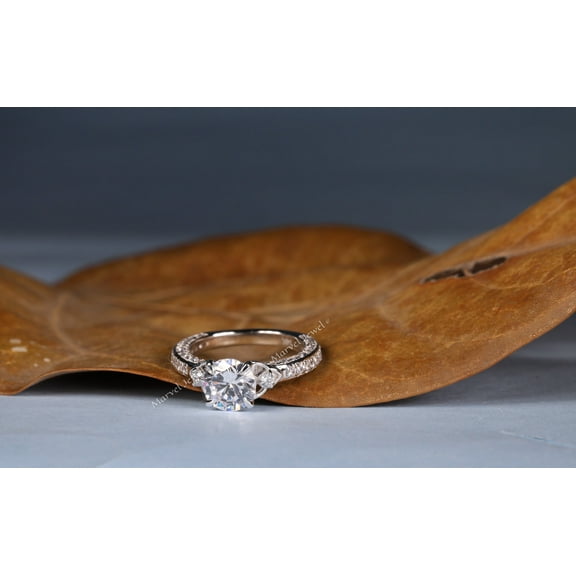 Round Cut Diamond Engagement Ring, Three Stone Ring, Solitaire With Accents Wedding Anniversary Ring, 925 Sterling Silver, 2.3 Ct Simulated Diamond, Promise Ring For Her