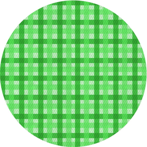 Ahgly Company Indoor Round Patterned Neon Green Area Rugs, 5' Round