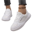 thumbnail image 5 of Lace Mesh Skate Shoes, Breathable Sneakers, Low-Top Athletic Shoes Casual Sneakers–Lightweight Non-Slip Athletic Footwear for Running, Walking, and Training, Spring Summer, Women Shoes, White 9, 5 of 5