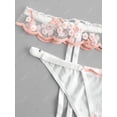 thumbnail image 4 of Conjunto de Bralette de Malla de Bordado Floral de Talla Grande Rosegal  Lencería de talla grande, 4 of 5
