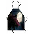 thumbnail image 1 of Moon Apron Cherry Blossom with Stars from Milky Way Eastern Night Sky Full Moon, Unisex Kitchen Bib Apron with Adjustable Neck for Cooking Baking Gardening, Magenta Ivory Dark Blue, by Ambesonne, 1 of 3