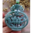 thumbnail image 2 of Certified Green Burma 100% Natural A Jade jadeite Pendant Phoenix Bird Lotus Flower Vase Necklace 660322 TN, 2 of 10