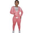 thumbnail image 1 of "Conjunto de dos piezas para mujer, otoño e invierno, sudadera de algodón apretada de dos piezas con capucha, rosa, L" Xishao ropa, 1 of 2