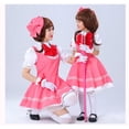 thumbnail image 4 of Vestido de princesa Sakura Carcaptor rosa para niñas de Anime, disfraz de Cosplay, vestido de Lolita para niños, uniforme de combate con cartas, delantal, vestido con sombrero, 4 of 5