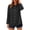 01-Black, variant on Women's Button Down Collared Shirts Casual Long Sleeve Blouses Front Pleated Loose Curved Hem Tops for Daily Vacation Wear