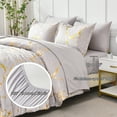 thumbnail image 3 of Davulos Gold Metallic Marble Comforter Set Queen Size,7 Piece Bed in a Bag,Foil Print Glitter Grey Comforter and Sheet Set,All Season Soft Microfiber Complete Bedding Sets, 3 of 9