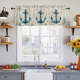 thumbnail image 4 of 2 Panels Nautical Anchor Valance for Windows, Vintage Coastal Summer Beach Coral Light Filtering Kitchen Curtains, Rod Pocket Window Treatment Curtain Valances for Living Room Bedroom, 42"x18", 4 of 9