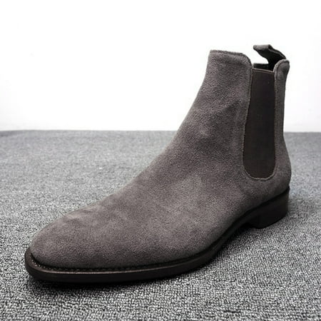 

ZXHACSJ Fashion Men s Retro Pointed High-Top Set Foot Suede Tooling Men s Boots Gray 45