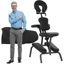 XgoodX Portable Massage Chair,Foam Therapy Chair Height Adjustable Tattoo Chair,Folding Travel Spa Chairs Face Cradle Salon Massage Chair with Carrying Bag-Black