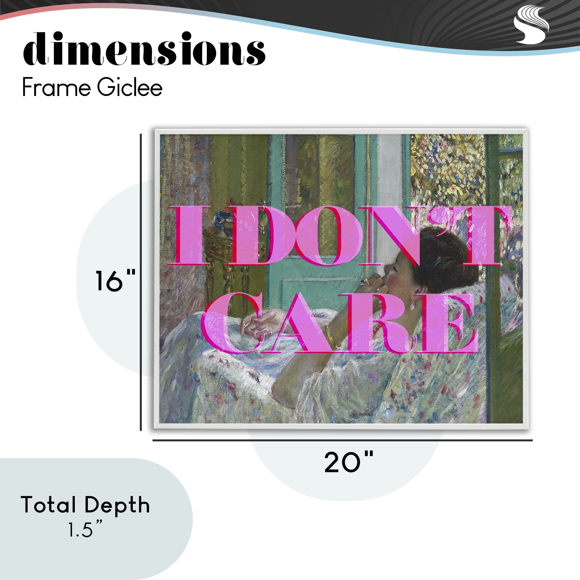 I Don't Care over Classic Painting White Framed Giclee Art, design by Lil' Rue