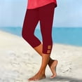 thumbnail image 2 of Hurxie Capris for Seniors Stretchy Buttery Soft Capri Leggings Athletic Workout Cropped Elastic High Waisted Yoga Pants Wine,XL, 2 of 7