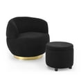 thumbnail image 4 of Swivel Barrel Chair with Storage Ottoman,Modern Round Accent Sofa Chair Leisure Arm Chair for Living Room Bedroom Office Lounge,Club Chair Swviel Barrel Chair with Gold Stainless Steel Base,Black, 4 of 7