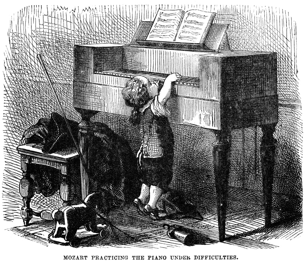 Wolfgang Amadeus Mozart /N(17561791). Austrian Composer. Young Mozart Practicing The Piano