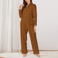 thumbnail image 2 of Haiem Black And Orange Houndstooth Pattern Women’s Long-sleeve Sleepwear,Sleepwear Set,2-piece Loungewear Set,Soft PJs Comfy Nightwear with Pockets-, 2 of 7