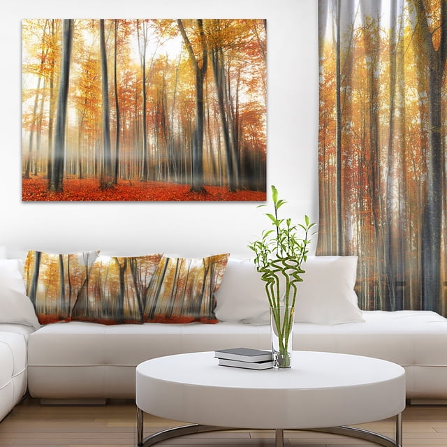 Feuilles Rouges et Jaunes en Automne - Impression d'Art Photo de Paysage sur Toile