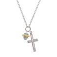 thumbnail image 2 of Delight Jewelry Two-tone Crystal Spinner Be Strong and Courageous Engraved Cross Zoey Necklace, 28", 2 of 4