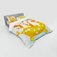 thumbnail image 3 of Ambesonne Animal Bedding Set 3 Pcs, Cartoon Cat and Dog Bath, Twin, Yellow Brown Blue, 3 of 3