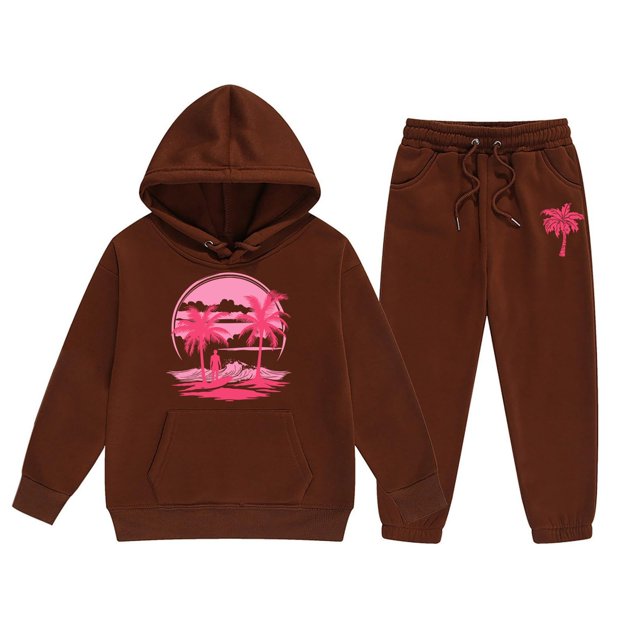 Hiiyo Girls Outfits Graphic Long Sleeve Hoodie Sweatpants 2-Piece Sweatsuits