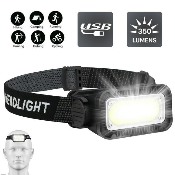 Xecessory Rechargeable Headlamp, High Lumen LED Headlamps USB Rechargeable Headlight for Outdoor Hiking Running Camping Fishing