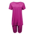 thumbnail image 7 of TAIAOJING Two Piece Outfits for Women Short Sleeve V Neck Biker Yoga Shorts Set, 7 of 7