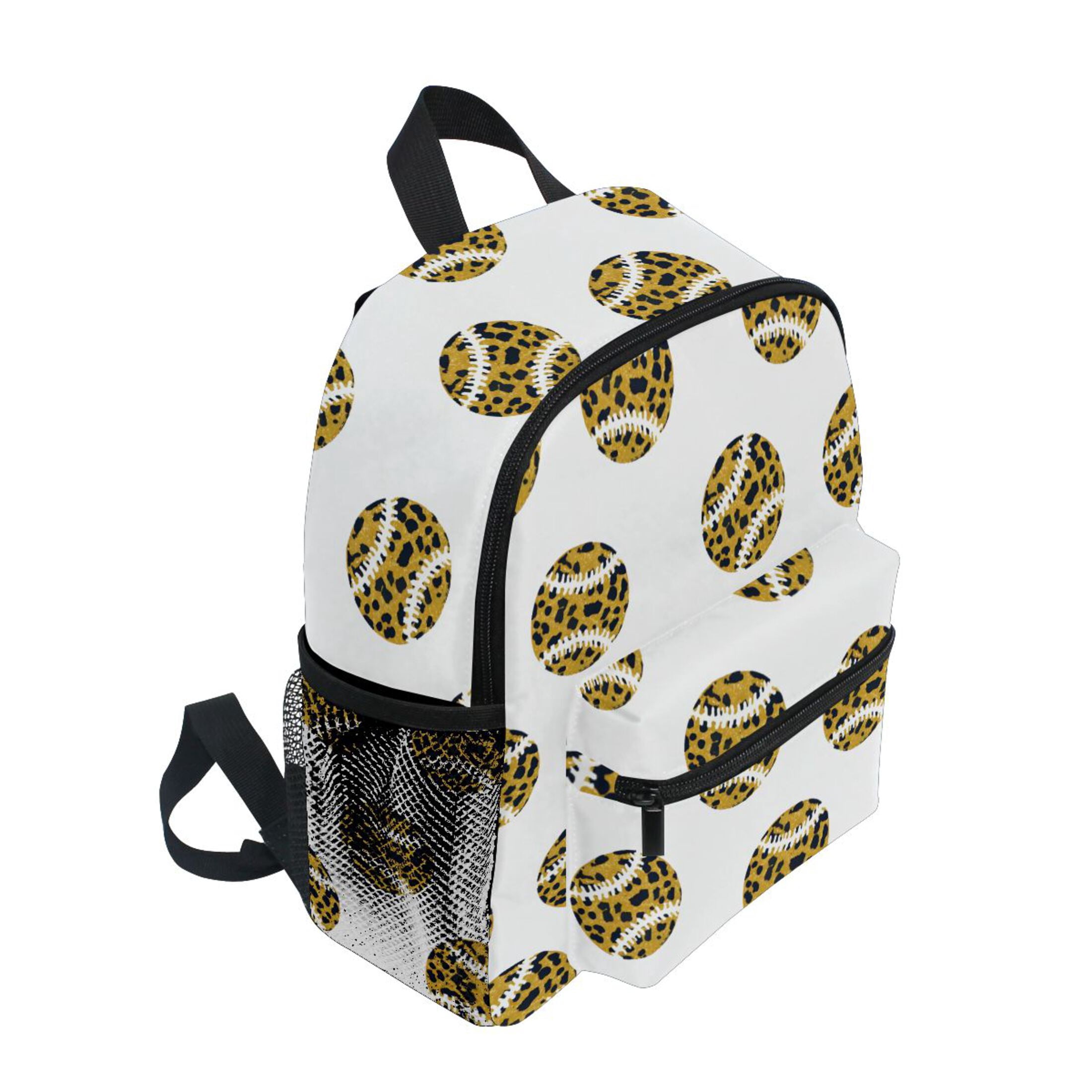 Leopard Baseball Pattern Mini Backpack Cute Small Backpack with Chest Strap and Whistle Ages 3-8