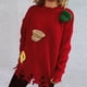 thumbnail image 2 of Suéter rojo navideño para mujer, suéter exterior liviano, suéter de manga larga para mujer, suéteres de gran tamaño para mujer, 2 of 4