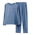 thumbnail image 1 of Pantalon pour Hommes Design Hommes Décontracté Uni Chandail à Enfiler Manches Longues Vêtements de Nuit Poche Hauts et Pantalons Col Rond Ensemble, 1 of 3