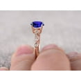 thumbnail image 4 of 1.50 Carat Blue Sapphire 6mm Round Cut And Moissanite Diamond Engagement Ring in 10k Rose Gold, 4 of 5