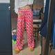 thumbnail image 4 of Pantalones de dormir informales para mujer de Sanrio Hello Kitty color rosa intenso, pantalones de pijama holgados con cintura elástica Y2k, pantalones de pierna ancha con bonitos dibujos animados, 4 of 5
