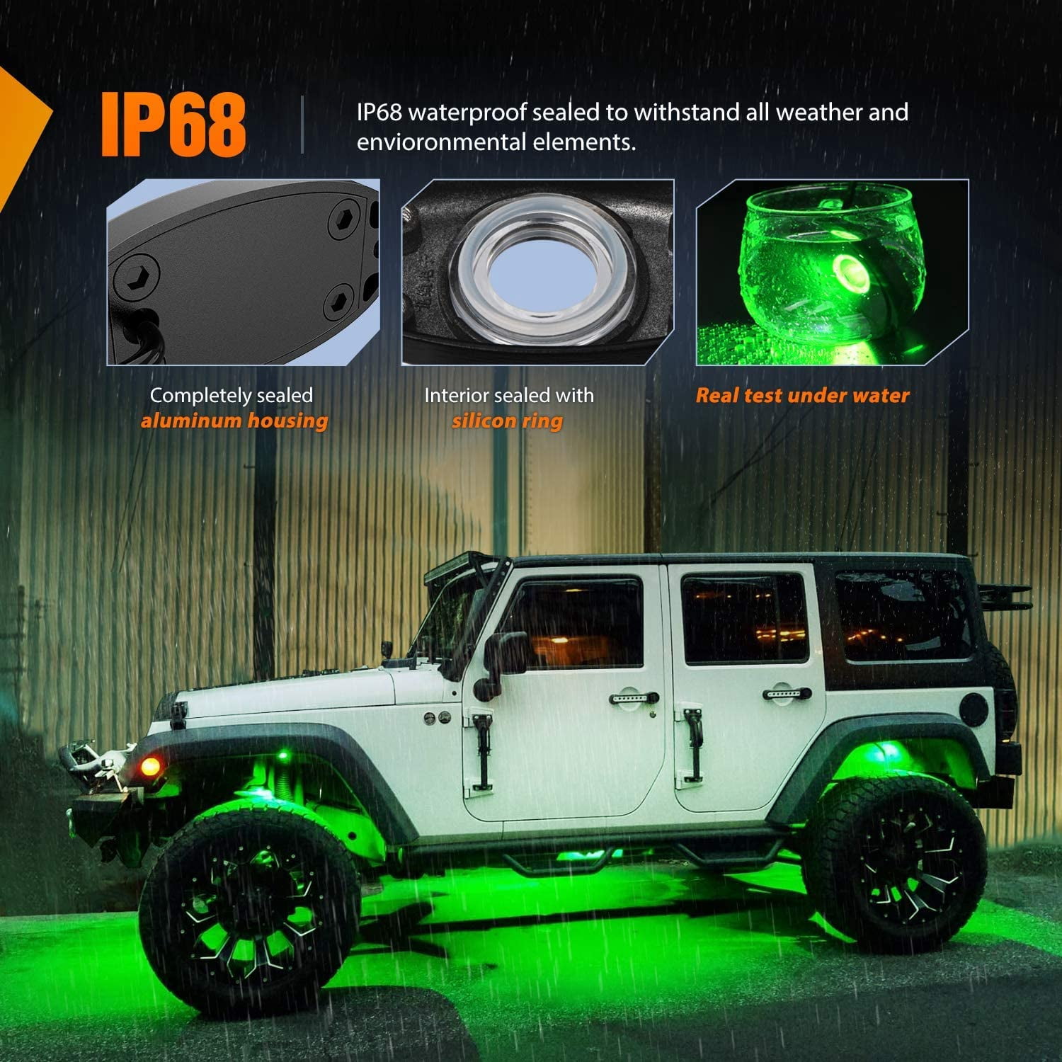 Nilight Led Rock Light 4Pcs Green Light Pods Waterproof Under Body Wheel Well Light Exterior Interior Lights for Car Truck Pickups ATV UTV SUV Motorcycle Boat