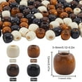 thumbnail image 2 of 200Pcs 4 Styles Large Hole Wooden Craft Beads Wood Beads 11x12mm Loose Tan Black Lemon Coloured Natural Barrel of Beads for Jewelry Making Bracelet Necklace Christmas Women Beginners Adults Colorful, 2 of 5