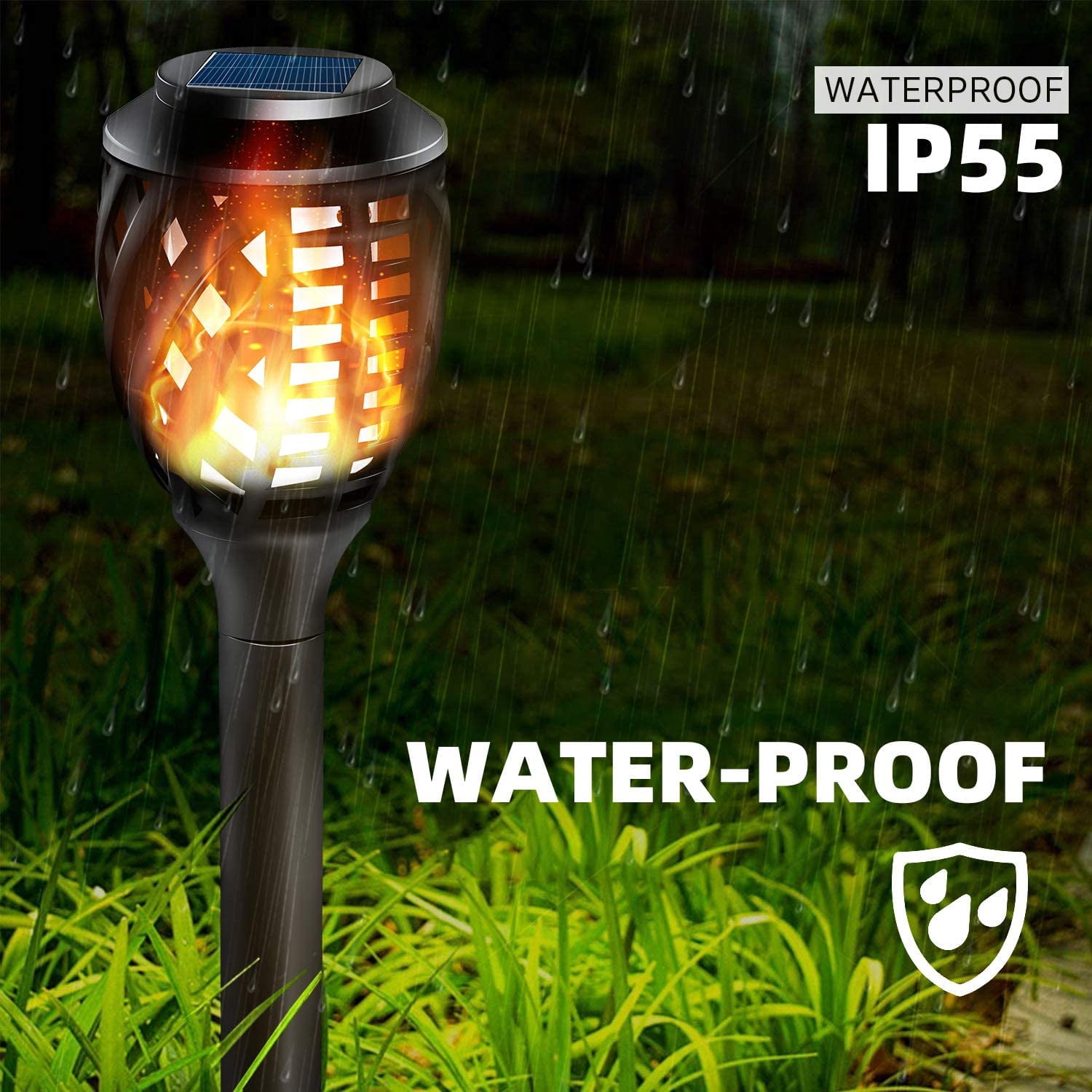 Grand Patio Outdoor 8 Packs Solar Lights, Water-Resistant Flickering Flames Torch Light, Landscape Decoration Lighting for Garden Yard