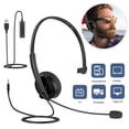 thumbnail image 4 of Vtin USB+3.5mm Audio Jack Wired Headphones, One-ear Single Ear Wearing Wired Earphones with Noise-canceling Mic for PC Office, Black, 4 of 9