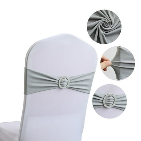 

〖CFXNMZGR〗Home Decor Event Party Hotel Wedding Banquet Chair Back Cover Decoration Free Bow Chair Cover Chair Streamer Elastic Strap