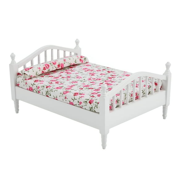 BESTSKY High In Quality Dollhouse Furniture with Double Bed,Wood Cloth Flower,161g