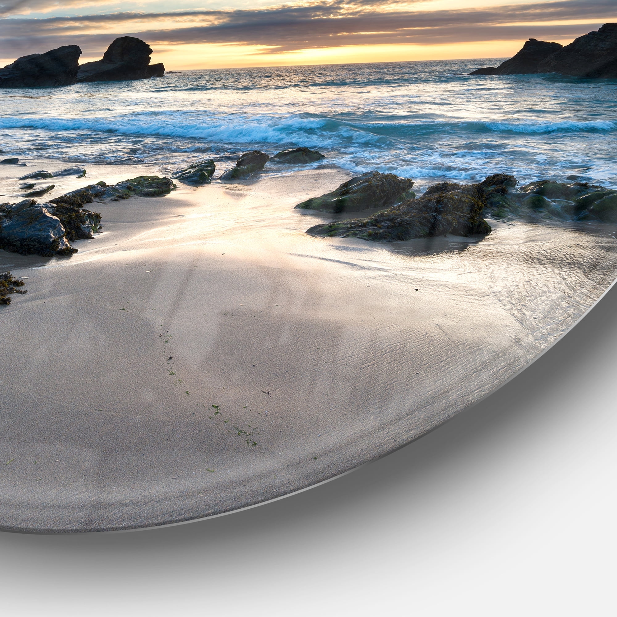 Designart Beautiful Porthcothan Bay' Seashore Metal Circle Wall Art