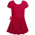 thumbnail image 2 of Girls Ballet Dance Dress with Heart Design & Removable Skirt – Two-Piece Short Sleeve Leotard Outfit with Ruffle Sleeves for Gymnastics, Practice & Performance, Ages 2-12 Years, 2 of 4